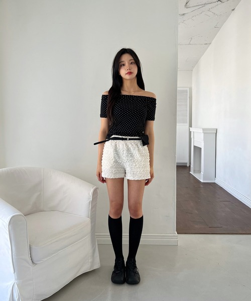 by muni:r(バイ ムニール)の「レースバンディングショートパンツ/2025 SS COLLECTION(その他パンツ・レディース・ホワイト/ブラック・FREE)」の6枚目の写真