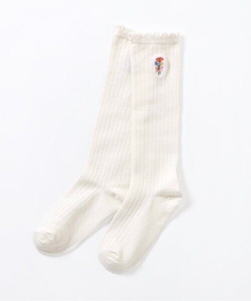 apres les cours（アプレレクール）の「ワンポイントハイソックス（ソックス/靴下・キッズ・アイボリー/ラベンダー/ネイビー/レッド・12/15 /18/21）」の2枚目の写真