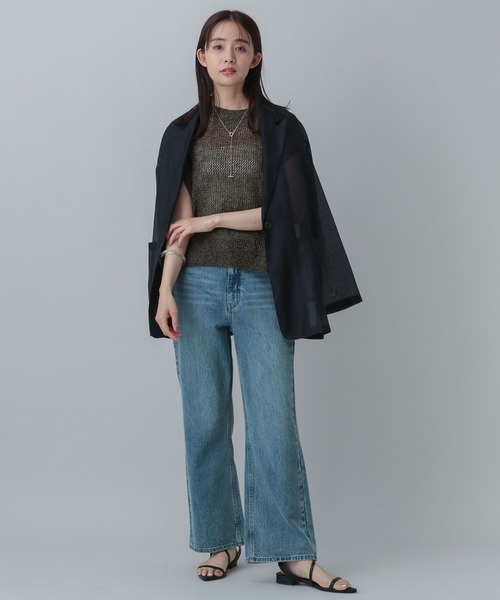 GLOBAL WORK（グローバルワーク）の「MATINEE LINE/メッシュニットフレンチプルオーバー/499714（ニット/セーター・レディース・ホワイト×シルバー/ブラック系その他/ベージュ・MEDIUM/LARGE）」の14枚目の写真