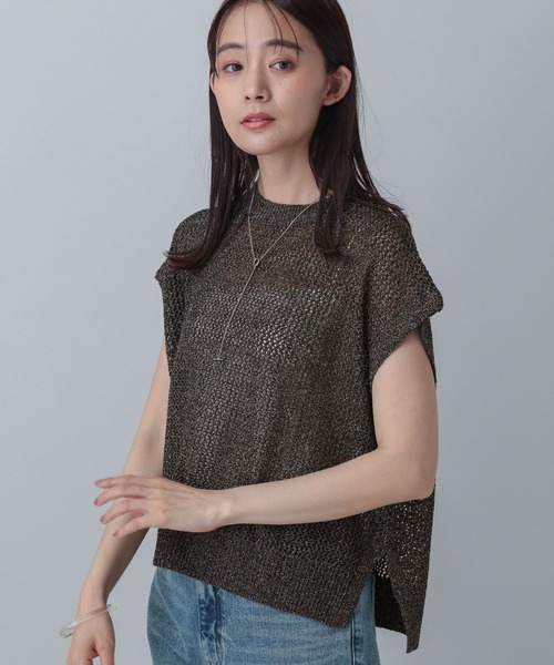 GLOBAL WORK（グローバルワーク）の「MATINEE LINE/メッシュニットフレンチプルオーバー/499714（ニット/セーター・レディース・ホワイト×シルバー/ブラック系その他/ベージュ・MEDIUM/LARGE）」の19枚目の写真