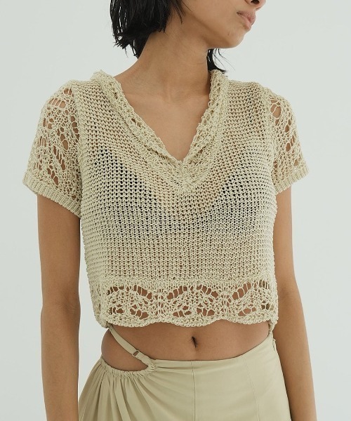 クラネ CLANE クロップド クロシェ ニット トップス CROPPED CROCHET KNIT TOPS 【2025 新作】 CLANE 正規商品 トップス クラネ クロップド クロシェ ニット