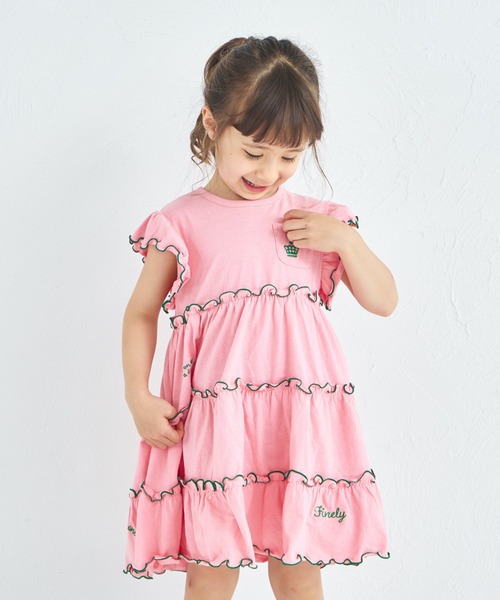 pairmanon(ペアマノン)の「【UVカット】【吸水速乾】【接触冷感】サマーファンクション 刺繍 メローティアードOP(ワンピース・キッズ・ピンク/レッド系その他/ブラック・100/110/120/130/140/150/90)」の9枚目の写真