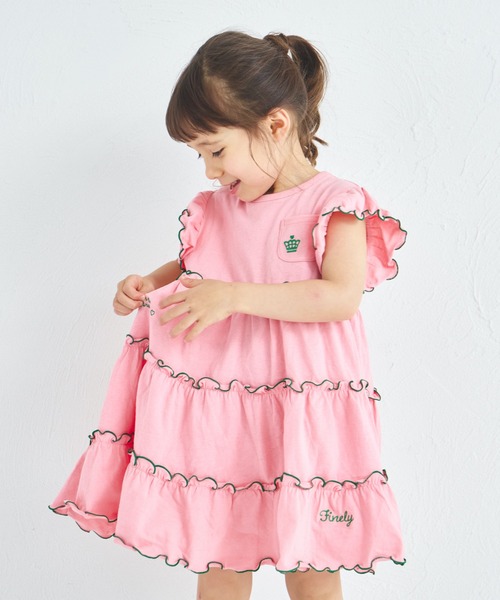 pairmanon(ペアマノン)の「【UVカット】【吸水速乾】【接触冷感】サマーファンクション 刺繍 メローティアードOP(ワンピース・キッズ・ピンク/レッド系その他/ブラック・100/110/120/130/140/150/90)」の11枚目の写真