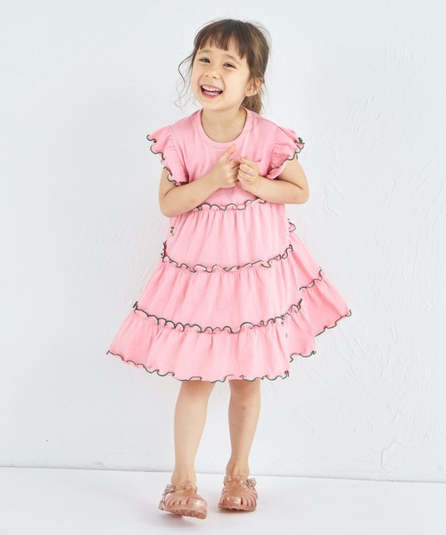 pairmanon(ペアマノン)の「【UVカット】【吸水速乾】【接触冷感】サマーファンクション 刺繍 メローティアードOP(ワンピース・キッズ・ピンク/レッド系その他/ブラック・100/110/120/130/140/150/90)」の13枚目の写真