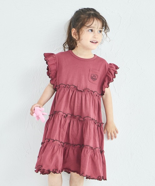 pairmanon(ペアマノン)の「【UVカット】【吸水速乾】【接触冷感】サマーファンクション 刺繍 メローティアードOP(ワンピース・キッズ・ピンク/レッド系その他/ブラック・100/110/120/130/140/150/90)」の14枚目の写真