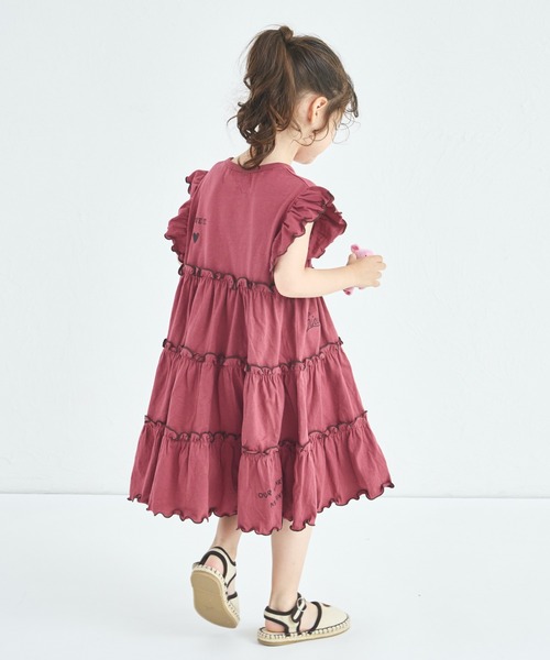 pairmanon(ペアマノン)の「【UVカット】【吸水速乾】【接触冷感】サマーファンクション 刺繍 メローティアードOP(ワンピース・キッズ・ピンク/レッド系その他/ブラック・100/110/120/130/140/150/90)」の16枚目の写真