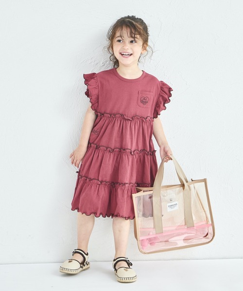 pairmanon(ペアマノン)の「【UVカット】【吸水速乾】【接触冷感】サマーファンクション 刺繍 メローティアードOP(ワンピース・キッズ・ピンク/レッド系その他/ブラック・100/110/120/130/140/150/90)」の19枚目の写真