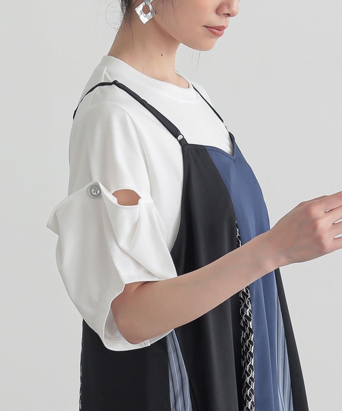 n'OrLABEL（ノアールレーベル）の「『スラッシュ開きドレープカットソー』（Tシャツ/カットソー・レディース・オフホワイト/ブルー/ブラック・1/2）」の7枚目の写真