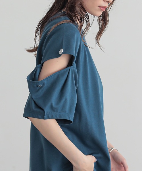 n'OrLABEL（ノアールレーベル）の「『スラッシュ開きドレープカットソー』（Tシャツ/カットソー・レディース・オフホワイト/ブルー/ブラック・1/2）」の20枚目の写真