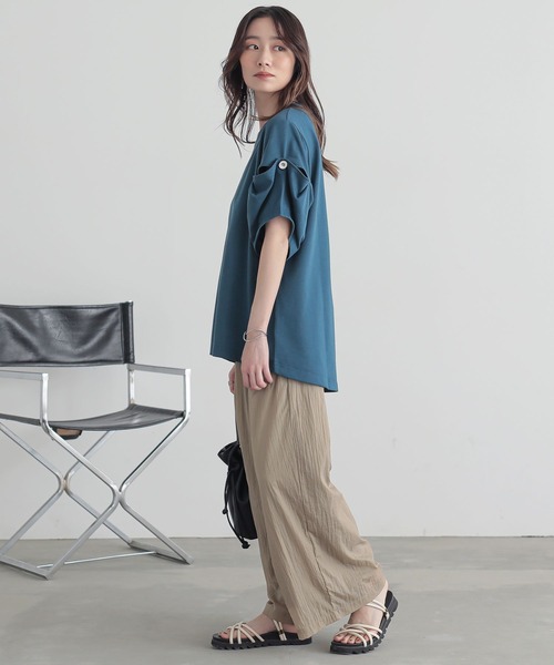 n'OrLABEL（ノアールレーベル）の「『スラッシュ開きドレープカットソー』（Tシャツ/カットソー・レディース・オフホワイト/ブルー/ブラック・1/2）」の21枚目の写真