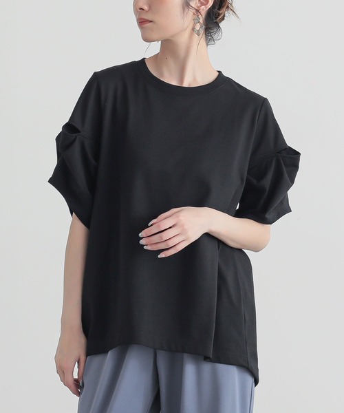 n'OrLABEL（ノアールレーベル）の「『スラッシュ開きドレープカットソー』（Tシャツ/カットソー・レディース・オフホワイト/ブルー/ブラック・1/2）」の18枚目の写真