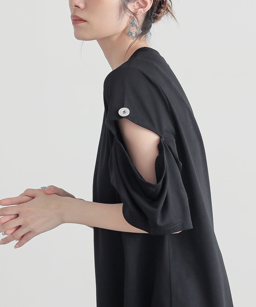 n'OrLABEL（ノアールレーベル）の「『スラッシュ開きドレープカットソー』（Tシャツ/カットソー・レディース・オフホワイト/ブルー/ブラック・1/2）」の17枚目の写真