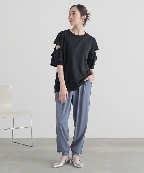 n'OrLABEL（ノアールレーベル）の「『スラッシュ開きドレープカットソー』（Tシャツ/カットソー・レディース・オフホワイト/ブルー/ブラック・1/2）」の14枚目の写真