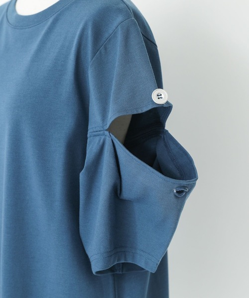 n'OrLABEL（ノアールレーベル）の「『スラッシュ開きドレープカットソー』（Tシャツ/カットソー・レディース・オフホワイト/ブルー/ブラック・1/2）」の13枚目の写真