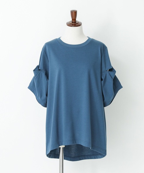 n'OrLABEL（ノアールレーベル）の「『スラッシュ開きドレープカットソー』（Tシャツ/カットソー・レディース・オフホワイト/ブルー/ブラック・1/2）」の11枚目の写真