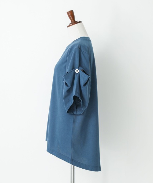 n'OrLABEL（ノアールレーベル）の「『スラッシュ開きドレープカットソー』（Tシャツ/カットソー・レディース・オフホワイト/ブルー/ブラック・1/2）」の10枚目の写真