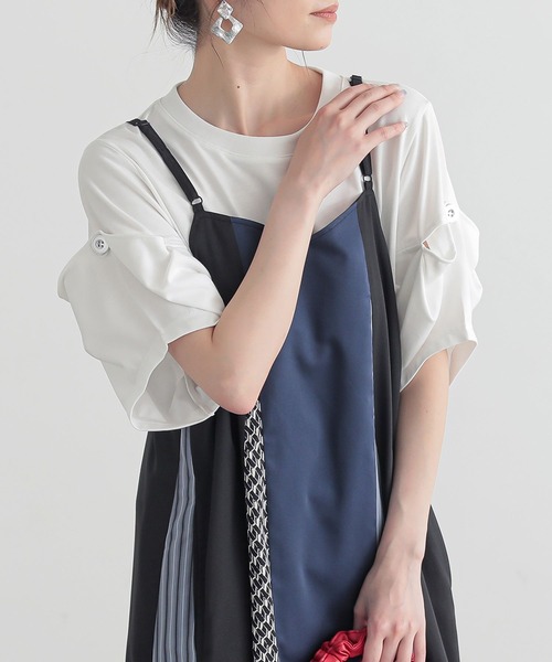 n'OrLABEL（ノアールレーベル）の「『スラッシュ開きドレープカットソー』（Tシャツ/カットソー・レディース・オフホワイト/ブルー/ブラック・1/2）」の8枚目の写真