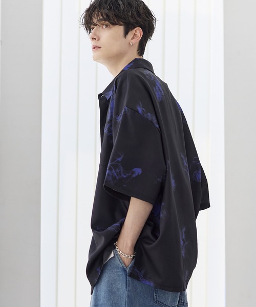 ETELIO（エテリオ）の「アソート総柄グラフィックプリントドレープ比翼シャツ（シャツ/ブラウス・メンズ・ホワイト系/ブラック系/ブラック系2/ブラック系3・S/M/L/XL）」の18枚目の写真