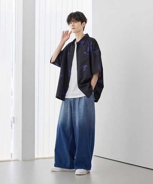 ETELIO（エテリオ）の「アソート総柄グラフィックプリントドレープ比翼シャツ（シャツ/ブラウス・メンズ・ホワイト系/ブラック系/ブラック系2/ブラック系3・S/M/L/XL）」の20枚目の写真