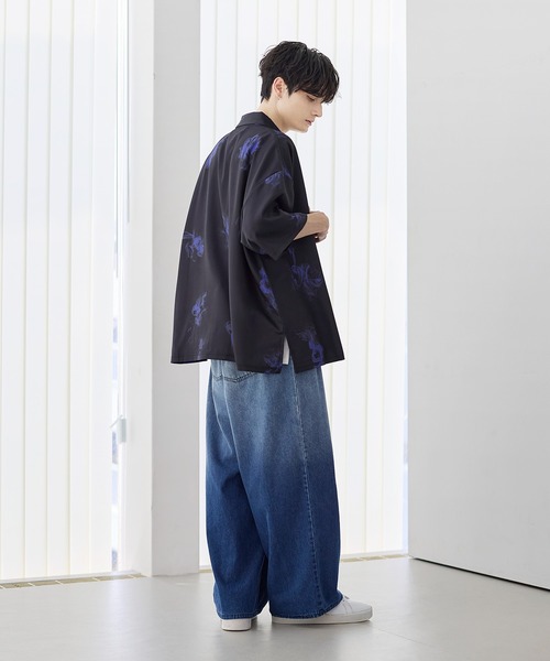 ETELIO（エテリオ）の「アソート総柄グラフィックプリントドレープ比翼シャツ（シャツ/ブラウス・メンズ・ホワイト系/ブラック系/ブラック系2/ブラック系3・S/M/L/XL）」の21枚目の写真