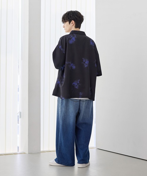 ETELIO（エテリオ）の「アソート総柄グラフィックプリントドレープ比翼シャツ（シャツ/ブラウス・メンズ・ホワイト系/ブラック系/ブラック系2/ブラック系3・S/M/L/XL）」の22枚目の写真