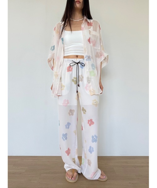 Didot.showroom（ディドット ショールーム）の「【DIDOT.】フラワーパターンワイドパンツ（その他パンツ・レディース・アイボリー/ブラック・FREE）」の2枚目の写真