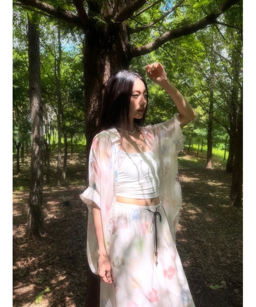 Didot.showroom（ディドット ショールーム）の「【DIDOT.】フラワーパターンワイドパンツ（その他パンツ・レディース・アイボリー/ブラック・FREE）」の4枚目の写真