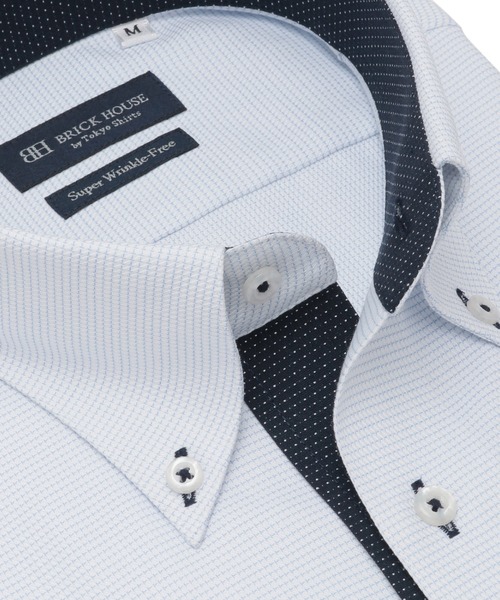TOKYO SHIRTS(トウキョウシャツ)の「【超形態安定】 形態安定ノンアイロン ボタンダウン 半袖ビジネスワイシャツ(ビジネスシャツ・メンズ・サックスブルー・首回り43cm/首回り41cm/首回り39cm/首回り42cm/首回り37cm)」の2枚目の写真