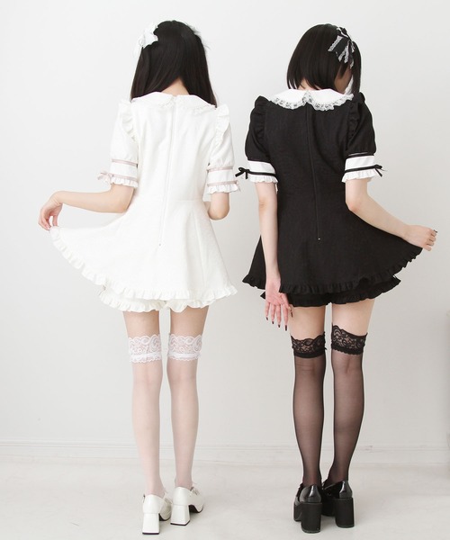 DearMyLove（ディアマイラブ）の「ハートレースパールビジューセットアップ（セットアップ・レディース・ブラック/ホワイト・SMALL/MEDIUM/LARGE/LL/3L）」の4枚目の写真