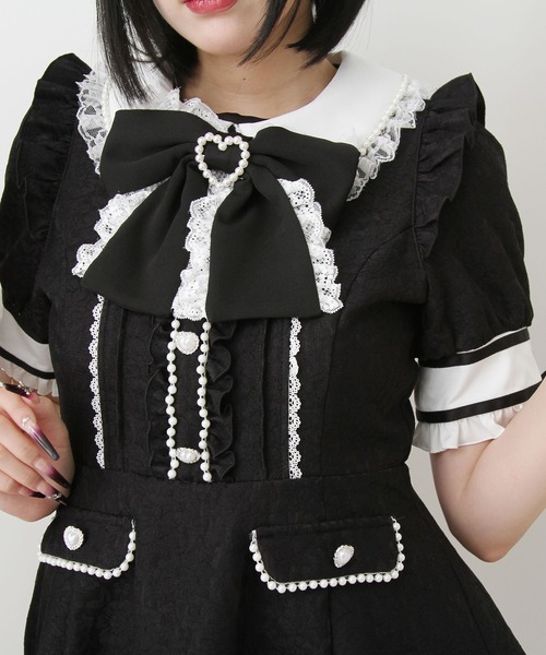 DearMyLove（ディアマイラブ）の「ハートレースパールビジューセットアップ（セットアップ・レディース・ブラック/ホワイト・SMALL/MEDIUM/LARGE/LL/3L）」の11枚目の写真