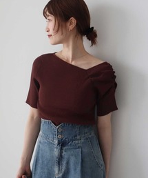 earth music&ecology | アシメネックリブニットプルオーバー(Tシャツ/カットソー)