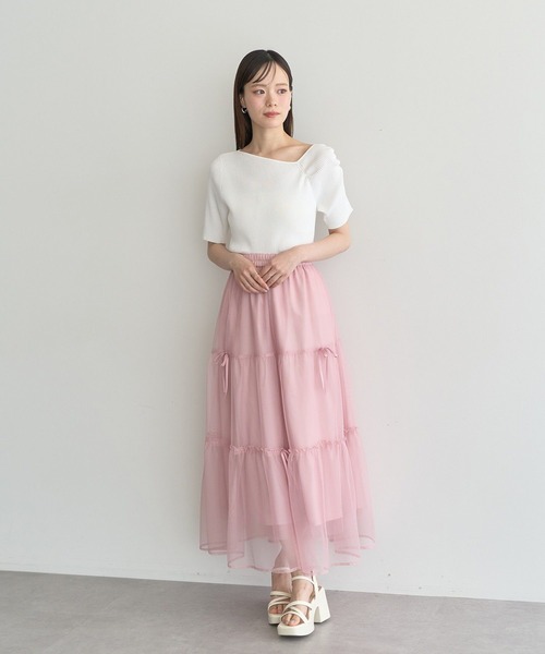 earth music&ecology（アースミュージックアンドエコロジー）の「アシメネックリブニットプルオーバー（Tシャツ/カットソー・レディース・オフホワイト/杢グレー/ブラウン・FREE）」の22枚目の写真