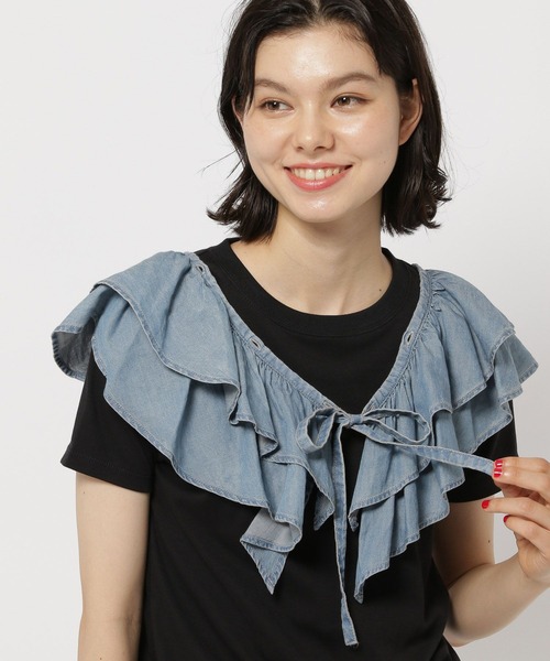 niko and...(ニコアンド)の「2WAY衿フリルデニムベスト(ベスト・レディース・ブラック/ライトブルー・FREE)」の22枚目の写真