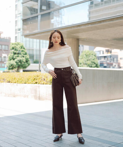 NATURAL BEAUTY BASIC（ナチュラルビューティーベーシック）の「◇【Oggi掲載】【ちょうど、いい服】私に“ちょうどいい”ワイドストレートパンツ（その他パンツ・レディース・ダークブラウン/ピンク/オフホワイト・X-SMALL/SMALL/MEDIUM/LARGE）」の4枚目の写真