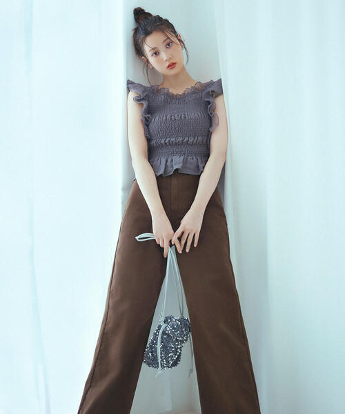 NATURAL BEAUTY BASIC（ナチュラルビューティーベーシック）の「◇【Oggi掲載】【ちょうど、いい服】私に“ちょうどいい”ワイドストレートパンツ（その他パンツ・レディース・ダークブラウン/ピンク/オフホワイト・X-SMALL/SMALL/MEDIUM/LARGE）」の7枚目の写真