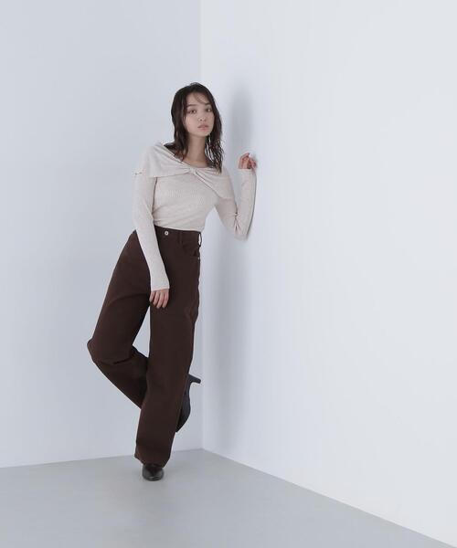 NATURAL BEAUTY BASIC（ナチュラルビューティーベーシック）の「◇【Oggi掲載】【ちょうど、いい服】私に“ちょうどいい”ワイドストレートパンツ（その他パンツ・レディース・ダークブラウン/ピンク/オフホワイト・X-SMALL/SMALL/MEDIUM/LARGE）」の6枚目の写真