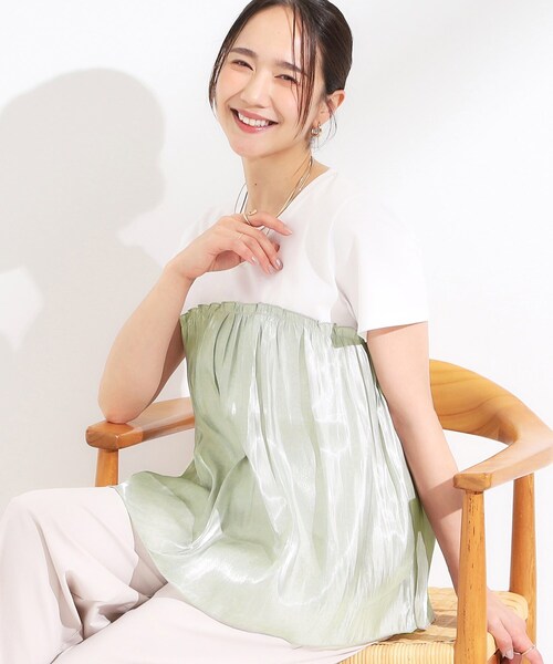 DRESKIP（ドレスキップ）の「【S-LL/ひんやり】インせず決まる ビスチェ風ドッキングトップス（Tシャツ/カットソー・レディース・チャコール/ピンク系1/ブラック系4/ライトグリーン系・01/02/03/04）」の3枚目の写真