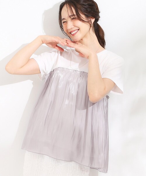 DRESKIP（ドレスキップ）の「【S-LL/ひんやり】インせず決まる ビスチェ風ドッキングトップス（Tシャツ/カットソー・レディース・チャコール/ピンク系1/ブラック系4/ライトグリーン系・01/02/03/04）」の4枚目の写真