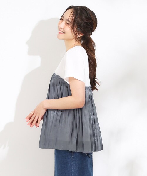 DRESKIP（ドレスキップ）の「【S-LL/ひんやり】インせず決まる ビスチェ風ドッキングトップス（Tシャツ/カットソー・レディース・チャコール/ピンク系1/ブラック系4/ライトグリーン系・01/02/03/04）」の10枚目の写真