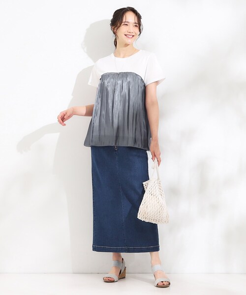 DRESKIP（ドレスキップ）の「【S-LL/ひんやり】インせず決まる ビスチェ風ドッキングトップス（Tシャツ/カットソー・レディース・チャコール/ピンク系1/ブラック系4/ライトグリーン系・01/02/03/04）」の11枚目の写真