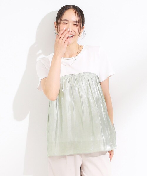 DRESKIP（ドレスキップ）の「【S-LL/ひんやり】インせず決まる ビスチェ風ドッキングトップス（Tシャツ/カットソー・レディース・チャコール/ピンク系1/ブラック系4/ライトグリーン系・01/02/03/04）」の13枚目の写真