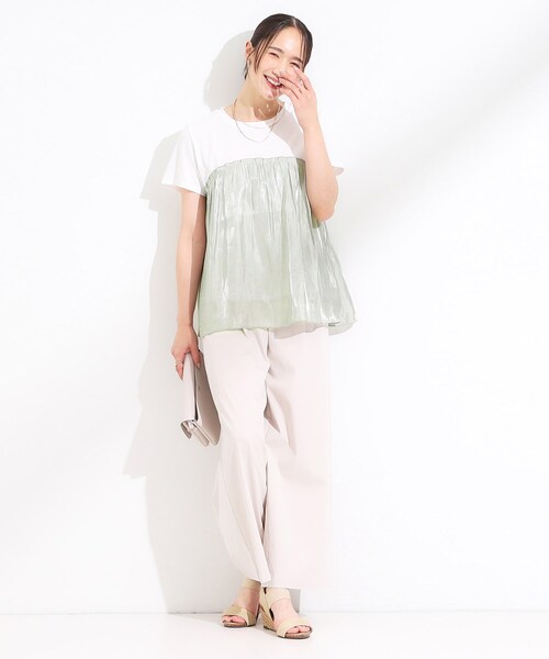 DRESKIP（ドレスキップ）の「【S-LL/ひんやり】インせず決まる ビスチェ風ドッキングトップス（Tシャツ/カットソー・レディース・チャコール/ピンク系1/ブラック系4/ライトグリーン系・01/02/03/04）」の15枚目の写真