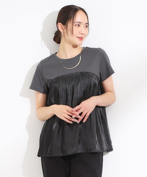 DRESKIP（ドレスキップ）の「【S-LL/ひんやり】インせず決まる ビスチェ風ドッキングトップス（Tシャツ/カットソー・レディース・チャコール/ピンク系1/ブラック系4/ライトグリーン系・01/02/03/04）」の17枚目の写真