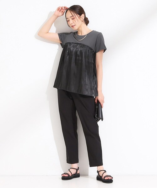 DRESKIP（ドレスキップ）の「【S-LL/ひんやり】インせず決まる ビスチェ風ドッキングトップス（Tシャツ/カットソー・レディース・チャコール/ピンク系1/ブラック系4/ライトグリーン系・01/02/03/04）」の19枚目の写真