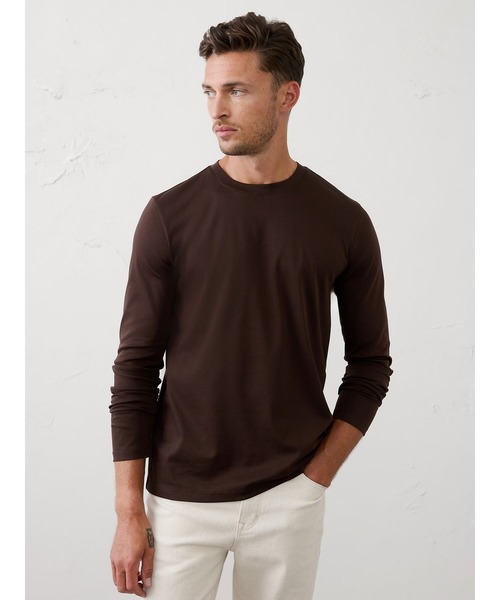 BANANA REPUBLIC FACTORY STORE(バナナリパブリック ファクトリーストア)の「BANANA REPUBLIC FACTORY STORE Luxe Touch クルーネックTシャツ 長袖(Tシャツ/カットソー・メンズ・ホワイト/グレー/ブラック/ネイビー/ナチュラル/ブラウン・L/S/XL/M)」の5枚目の写真