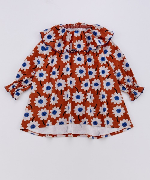 Ocean&Ground（オーシャン&グラウンド）の「ｿｳｶﾞﾗﾌﾟﾘﾝﾄﾌﾘﾙｶﾗｰﾜﾝﾋﾟｰｽ（ワンピース・キッズ・ブラック/チャコール/レンガ・90/100/110/120/130/140）」の3枚目の写真