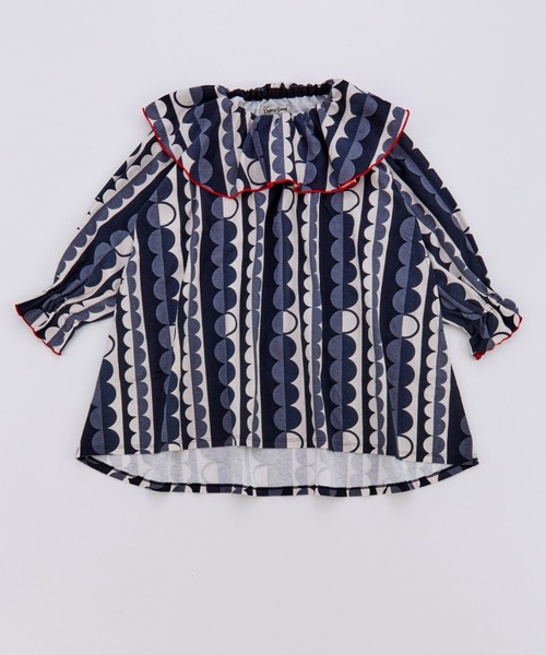 Ocean&Ground（オーシャン&グラウンド）の「ｿｳｶﾞﾗﾌﾟﾘﾝﾄﾌﾘﾙｶﾗｰﾜﾝﾋﾟｰｽ（ワンピース・キッズ・ブラック/チャコール/レンガ・90/100/110/120/130/140）」の2枚目の写真