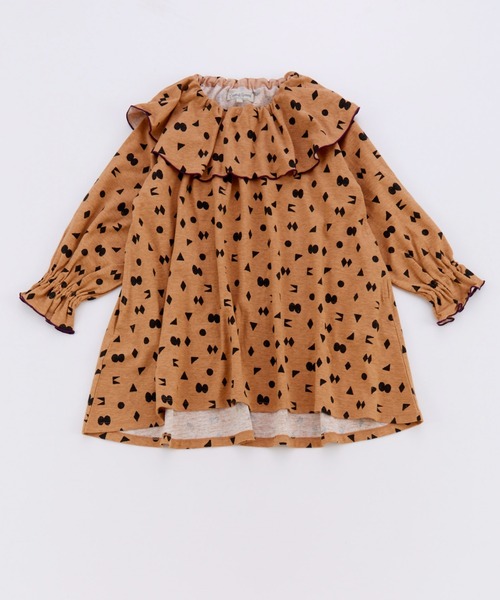 Ocean&Ground（オーシャン&グラウンド）の「ｿｳｶﾞﾗﾌﾟﾘﾝﾄﾌﾘﾙｶﾗｰﾜﾝﾋﾟｰｽ（ワンピース・キッズ・ブラック/チャコール/レンガ・90/100/110/120/130/140）」の9枚目の写真