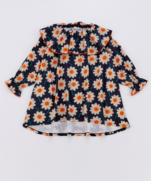 Ocean&Ground（オーシャン&グラウンド）の「ｿｳｶﾞﾗﾌﾟﾘﾝﾄﾌﾘﾙｶﾗｰﾜﾝﾋﾟｰｽ（ワンピース・キッズ・ブラック/チャコール/レンガ・90/100/110/120/130/140）」の10枚目の写真