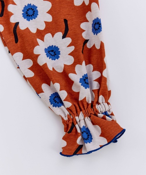 Ocean&Ground（オーシャン&グラウンド）の「ｿｳｶﾞﾗﾌﾟﾘﾝﾄﾌﾘﾙｶﾗｰﾜﾝﾋﾟｰｽ（ワンピース・キッズ・ブラック/チャコール/レンガ・90/100/110/120/130/140）」の21枚目の写真